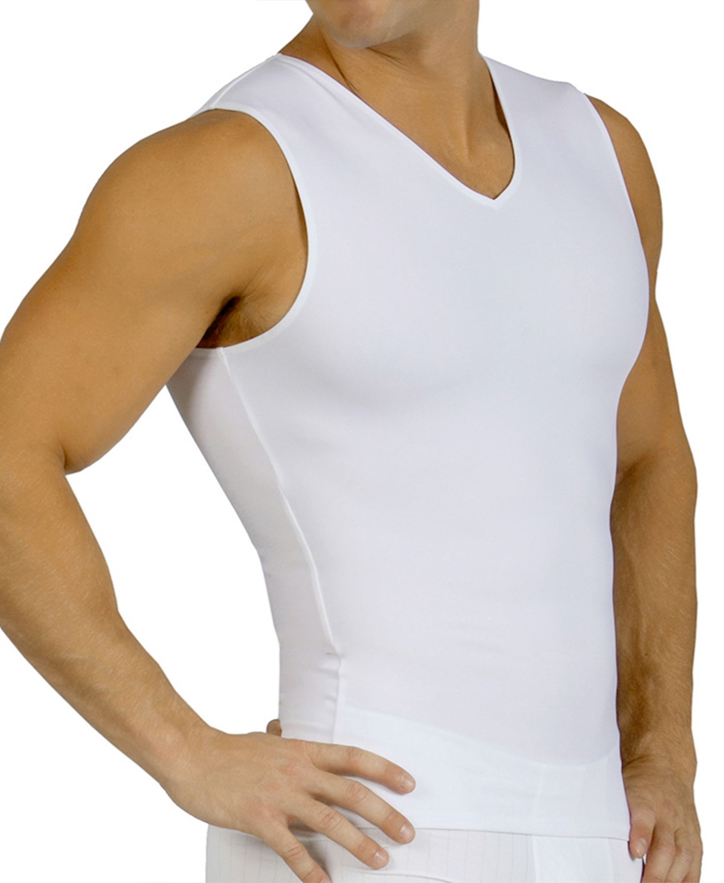 Мужская рубашка Instaslim Power Mesh Compression Sleeveless V-Neck, цвет: Чёрный — фото 6