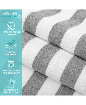 California Cabana Beach Towel (4 Pack, 30x70 in.), Striped, Soft Ringspun Cotton, Oversized Cabana Pool Towel
