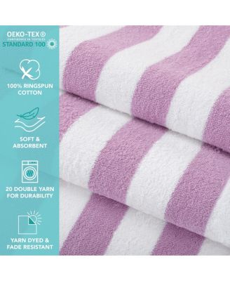 California Cabana Beach Towel (4 Pack, 30x70 in.), Striped, Soft Ringspun Cotton, Oversized Cabana Pool Towel