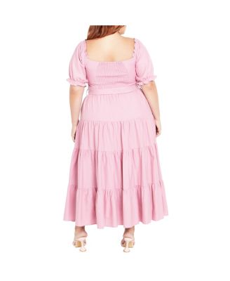 Plus Size Puffed Sleeve Maxi Dress