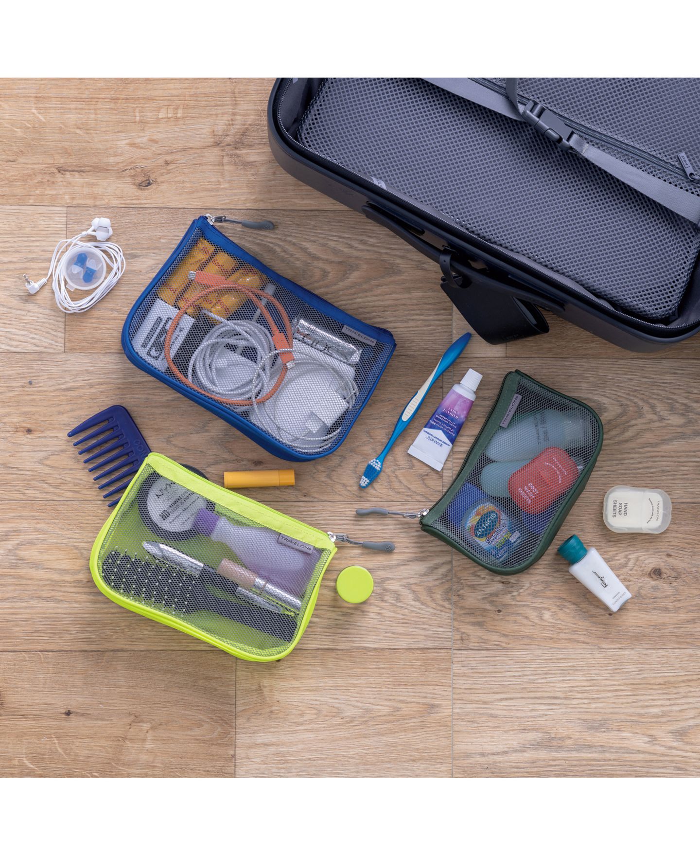 Сумки Travelon Set of 3 Assorted Piped Pouches, цвет: Cool Tones — фото 7
