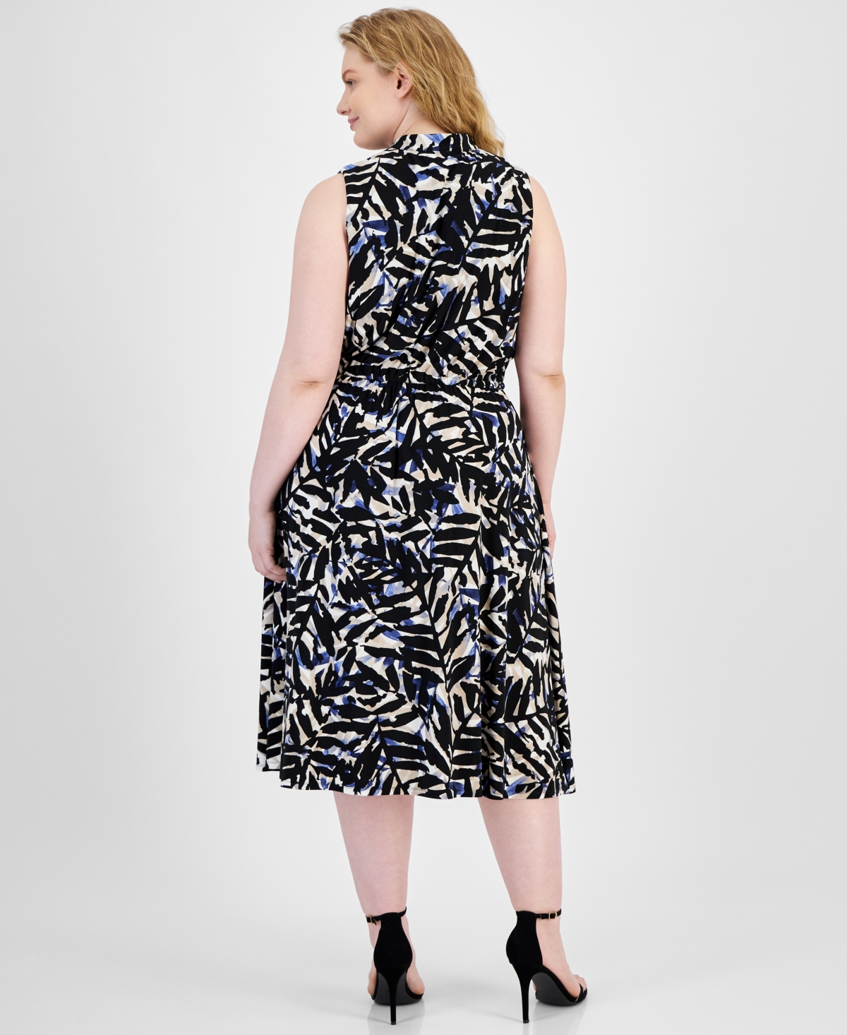 Anne Klein Plus Size Jenna Drawstring Maxi Dress -Anne Black Multi