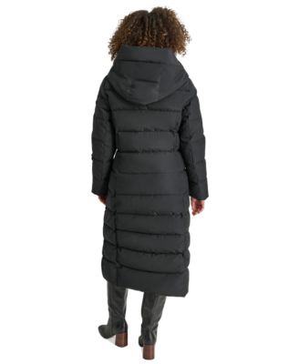Women's Bibbed Shawl Collar Hooded Puffer Coat