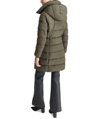 Women's Bibbed Hooded Zip-Front Puffer Coat