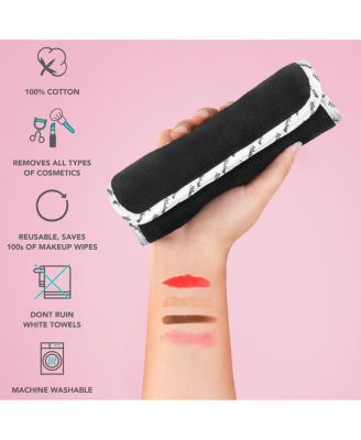 Bck2u Black Coral Fleece Makeup Removal Washcloths with Satin Printed Piping (Pack of 6), Larger Fingertip Towels 11x 17, Black