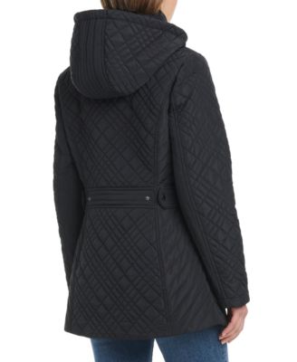Jones New York Women's Hooded Stand-Collar Quilted Coat - Macy's
