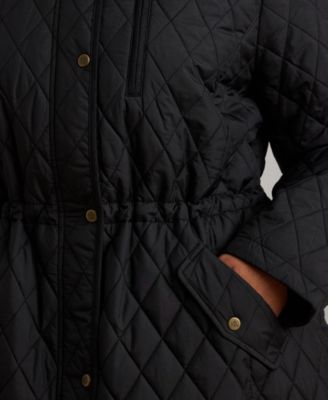 Plus Size Hooded Quilted Anorak Coat