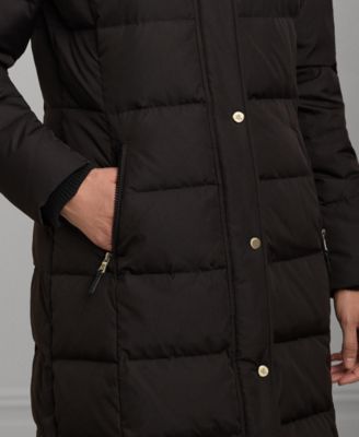 Petite Faux-Fur-Trim Hooded Puffer Coat