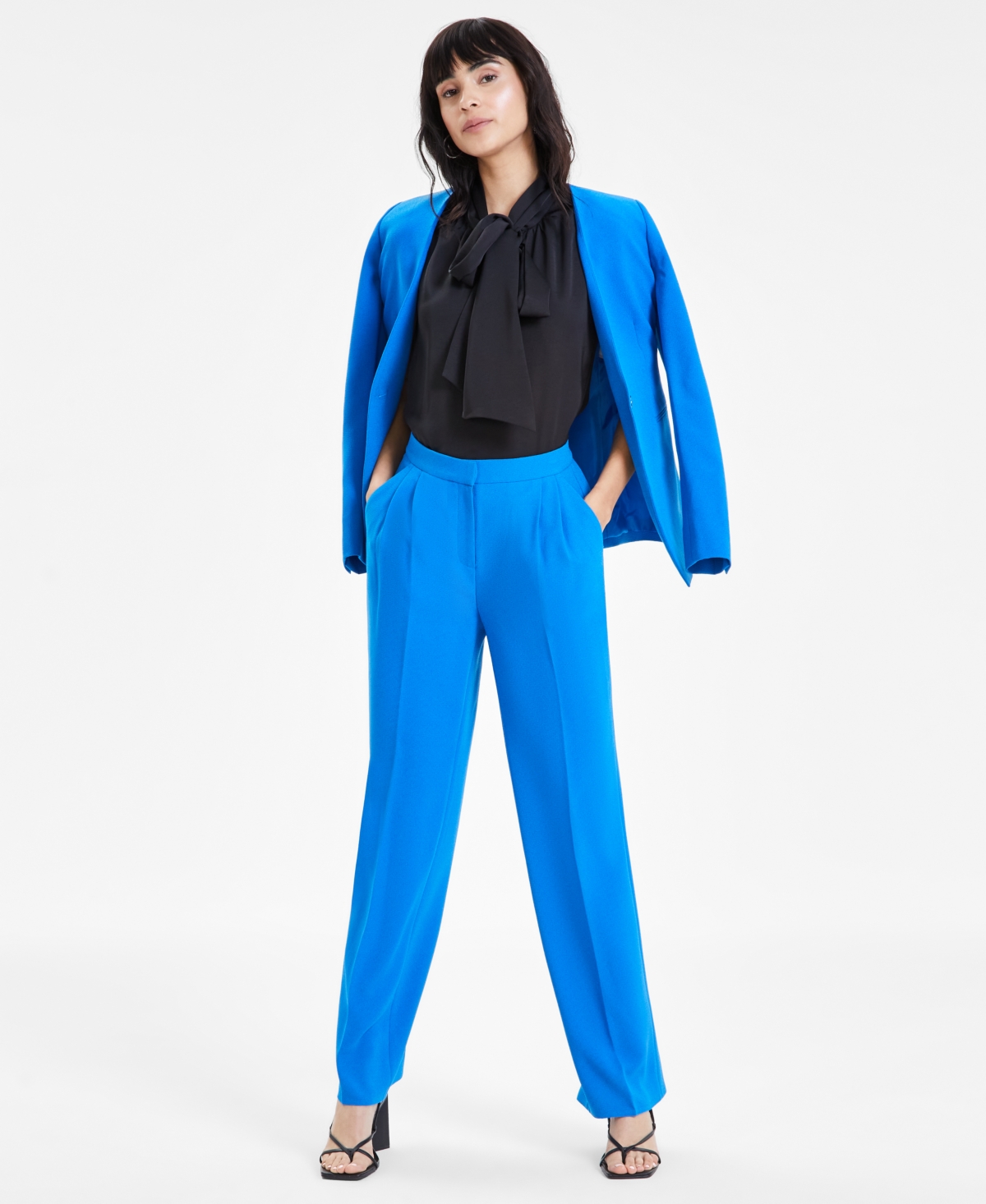 Shop Bar Iii Women's High-rise Wide-leg Pants, Created For Macy's In French Blue