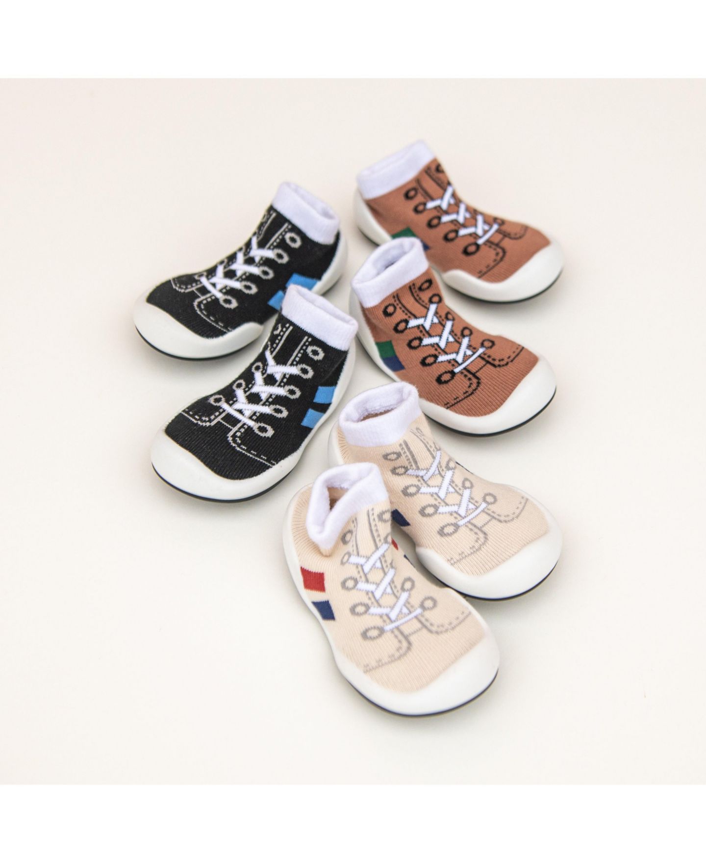 Носки Komuello Infant Girl Boy First Walk Sock Shoes Runner - Light Beige — фото 6