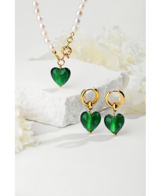 Esmee Glaze Heart Dangle Earrings