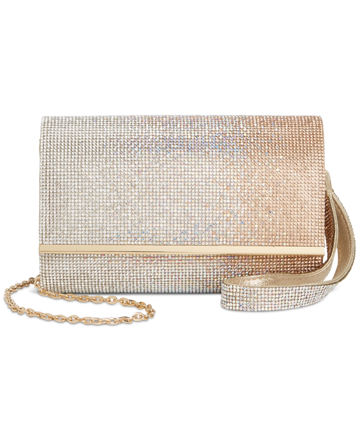 Shop Inc International Concepts Caitlinn Mini Crystal Ombre Clutch Crossbody, Created For Macy's In Gold