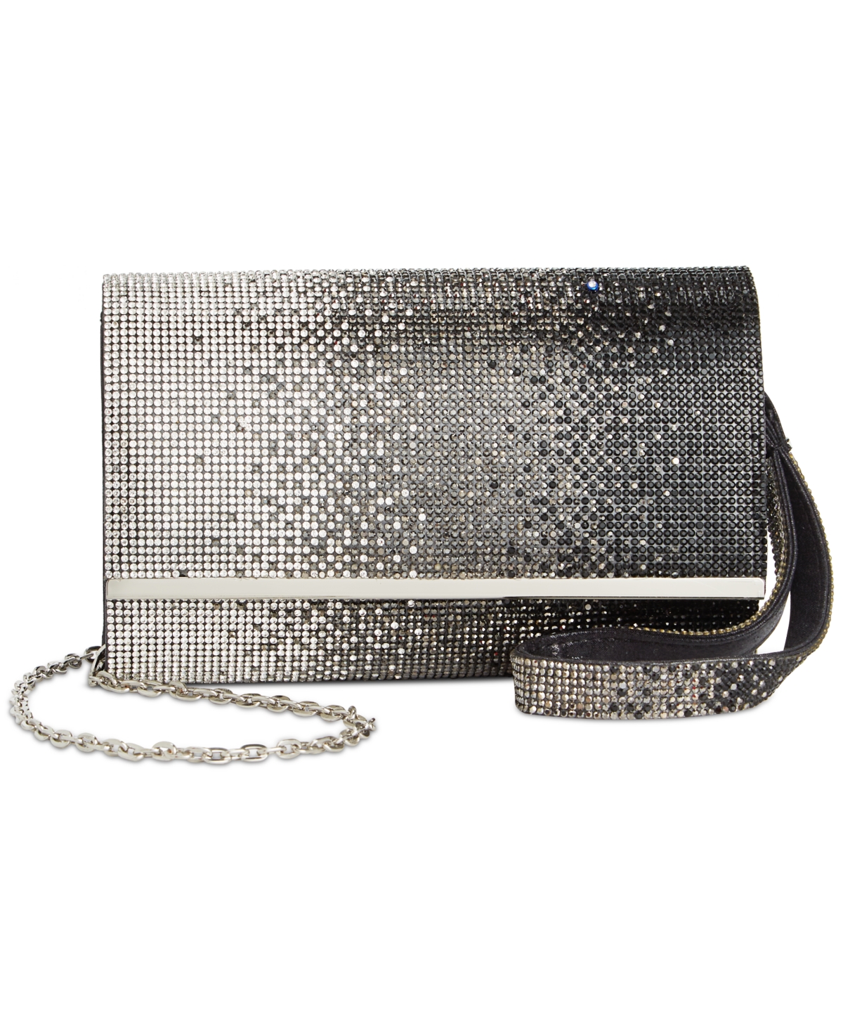 Inc International Concepts Caitlinn Mini Crystal Ombre Clutch Crossbody, Created For Macy's In Silver