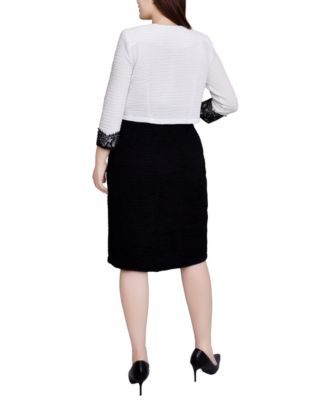 Petite Lace-Detail 2 Piece Textured Knit Dress Set