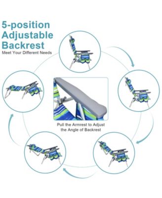2 Packs 5-Position Outdoor Folding Backpack Beach Table Chair Reclining Chair Set