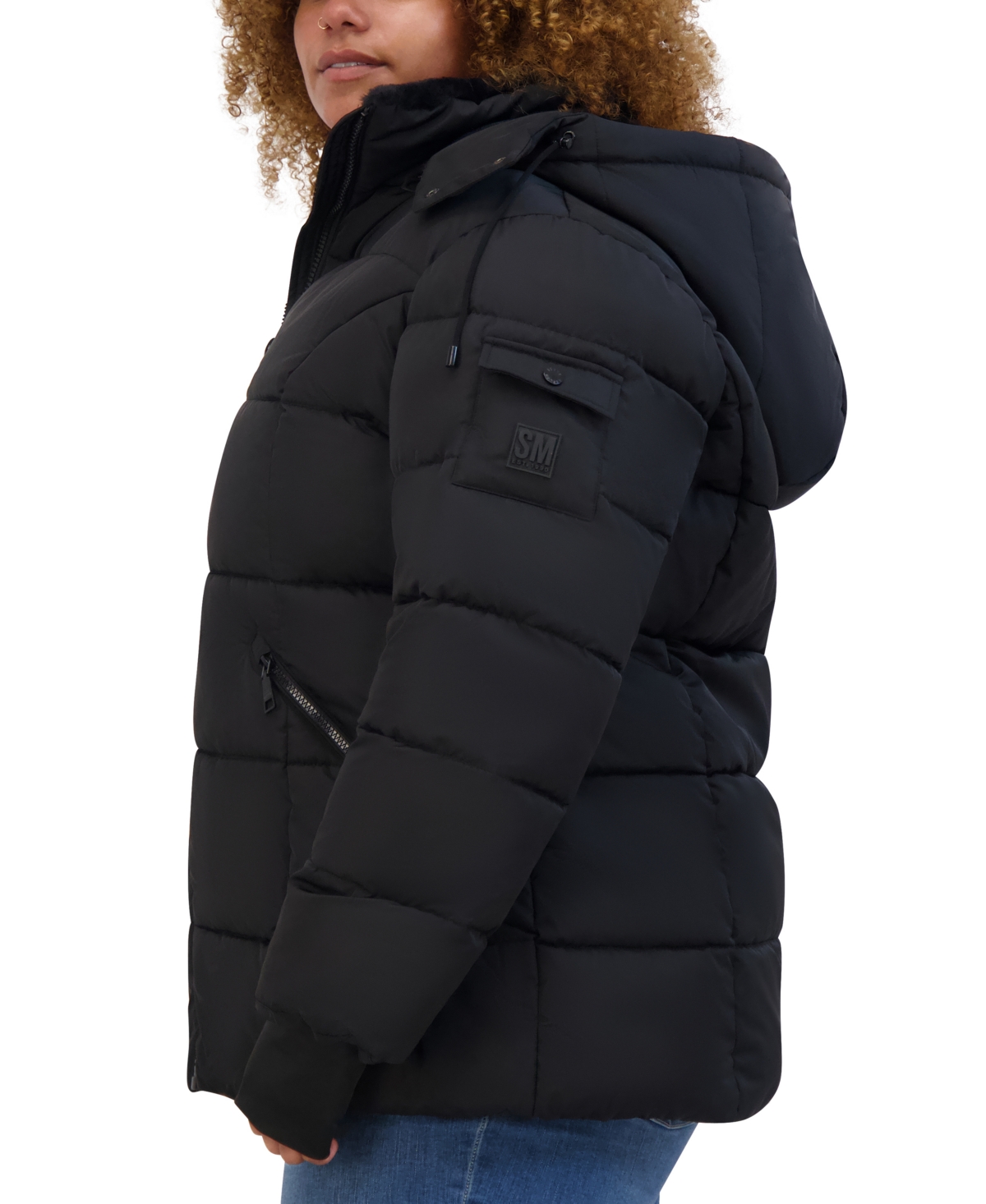 Steve Madden Plus Size Faux-Fur-Trim Hooded Puffer Coat