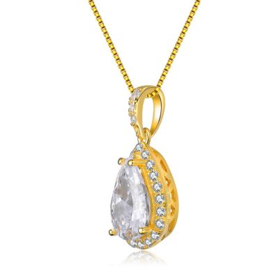 Sterling Silver with Clear Cubic Zirconia in Pear Shaped Pendant
