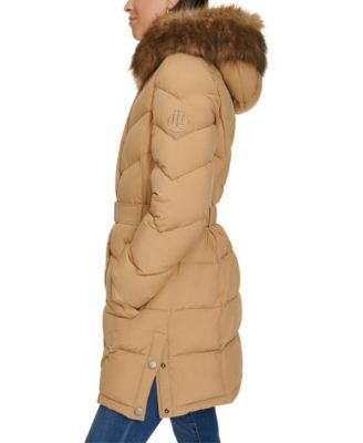 Women's Faux-Fur-Trim Hooded Puffer Coat, Created for Macy's