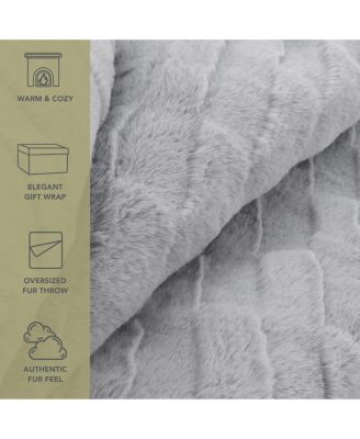 Luxe Jacquard Faux Mink Fur Throw, 50" x 70"