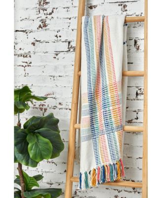 Wille Cotton Woven Throw Blanket with Tassel Fringe, 50" x 60"