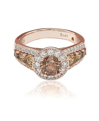 Suzy Levian Bridal Sterling Silver Cubic Zirconia Center Stone Ring