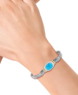 EFFY&reg; Turquoise Snake Link Statement Bracelet in Sterling Silver & Gold-Plate