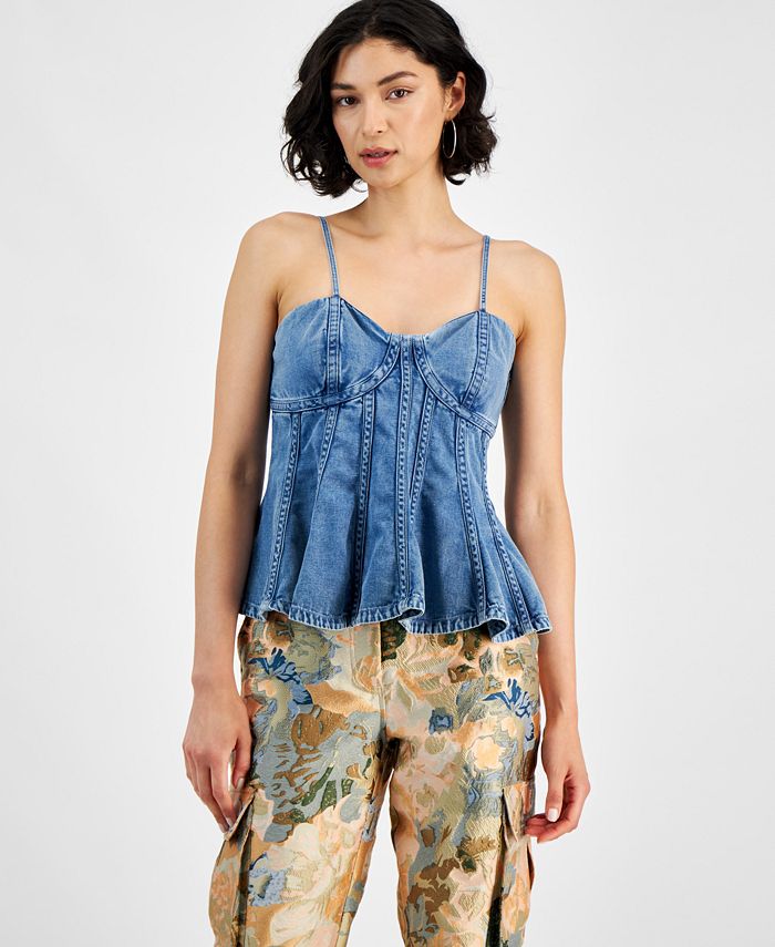 Top Peplum Express Noir à Manches Courtes Et Fermeture Zip Dans Le Dos - Taille S