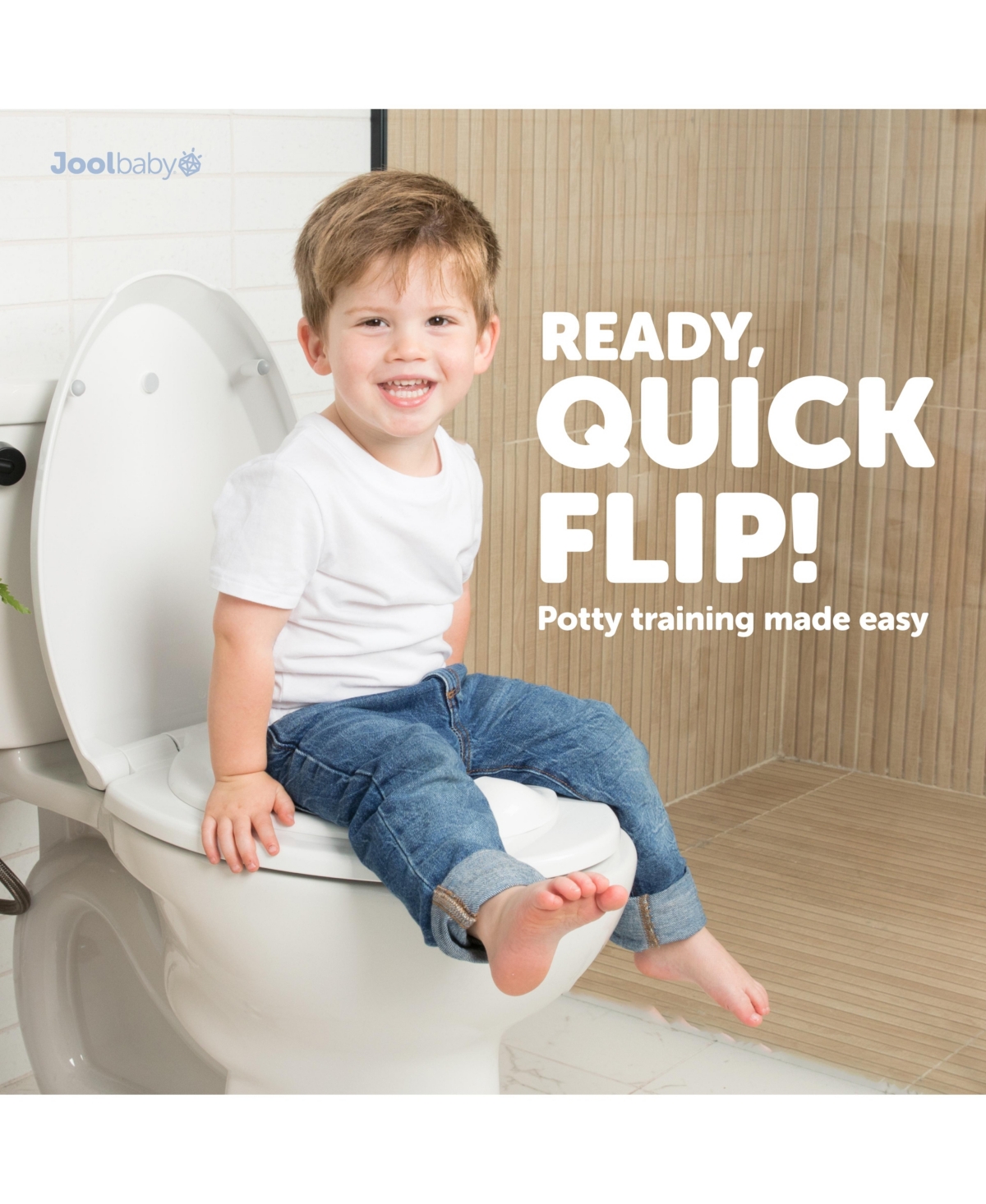 Jool Baby Toddler Jool Quick Flip Toilet Seat with Built-In Potty & Splash Guard Training, Slow Close for Elongated Seats