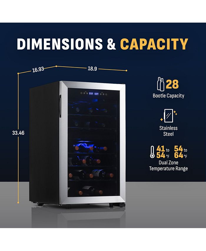 Newair Freestanding 43 Bottle Dual Zone Compressor Wine Fridge in ...