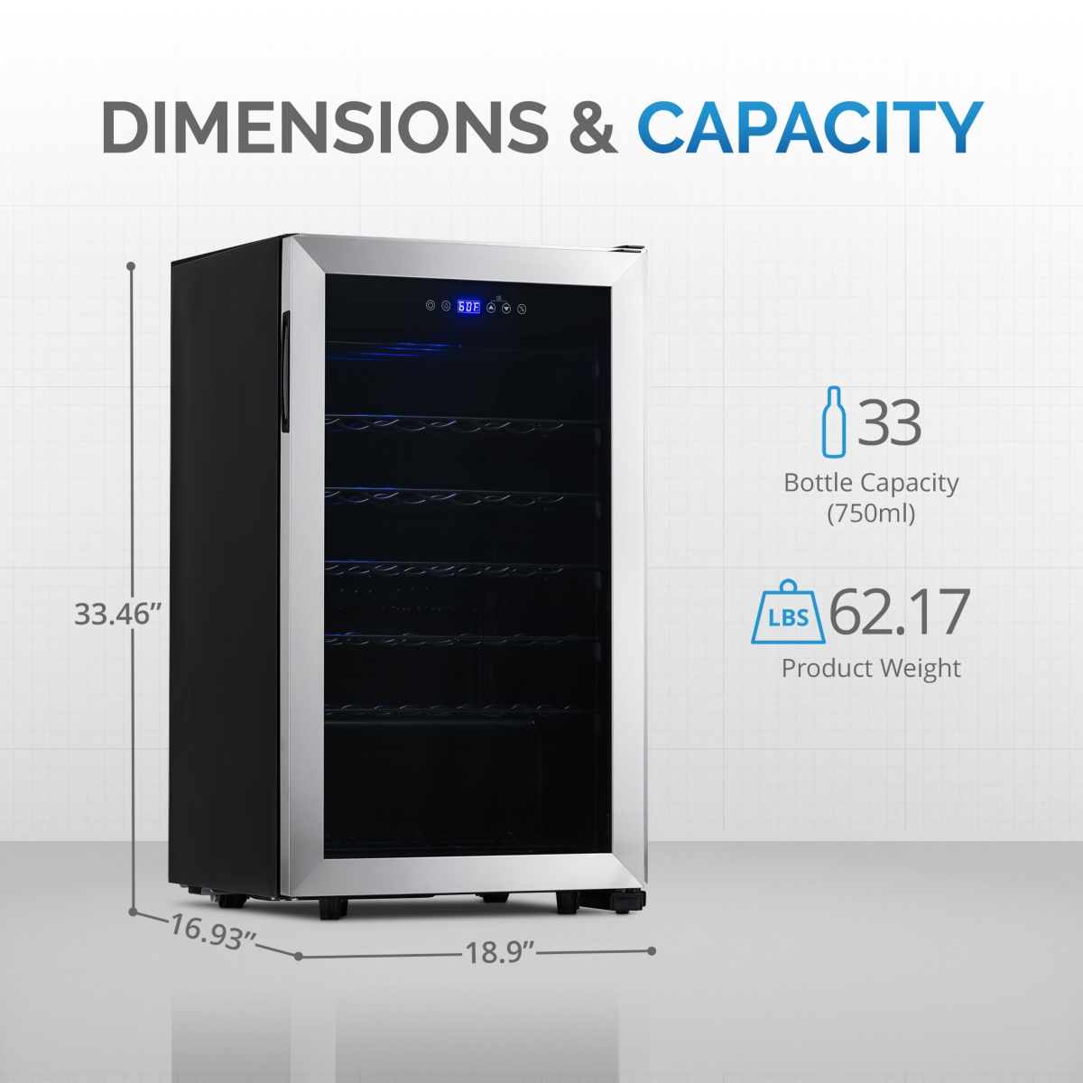 Newair Freestanding Bottle Compressor Wine Fridge in Stainless Steel
