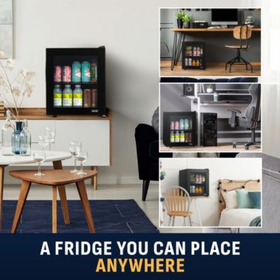 60 Can Beverage Fridge with Glass Door, Small Freestanding Mini Fridge in Black, Perfect for Beer, Snacks or Soda