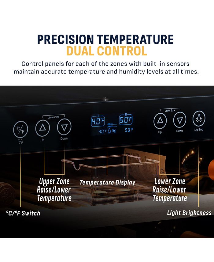 Newair 24 Inch Builtin 46 Bottle Dual Zone Compressor Wine Fridge in