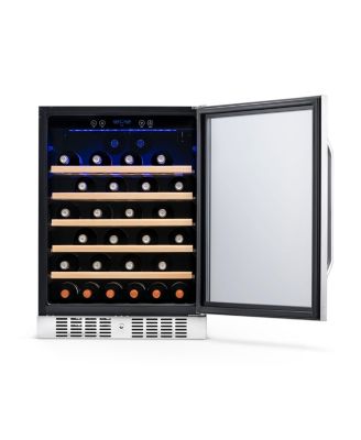 24" Built-In 52 Bottle Compressor Wine Fridge in Stainless Steel with Precision Digital Thermostat and Premium Beech Wood Shelves