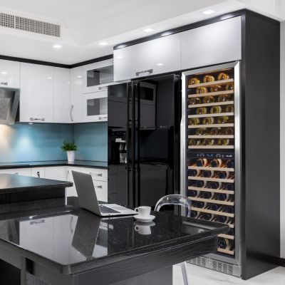 27" Built-in 160 Bottle Dual Zone Compressor Wine Fridge in Stainless Steel, Quiet Operation with Smooth Rolling Shelves