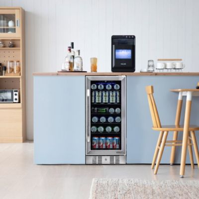 15" Built-in 96 Can Beverage Fridge in Stainless Steel with Precision Temperature Controls and Adjustable Shelves
