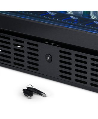 24" Built-in 177 Can Beverage Fridge in Black Stainless Steel with Precision Temperature Controls and Adjustable Shelves