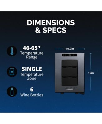 Shadow-T Series Wine Cooler Refrigerator, 6 Bottle Countertop Mirrored Compact Wine Cellar with Triple-Layer Tempered Glass Door, Vibration-Free & Ultra-Quiet Thermoelectric Cooling for Reds, Whites, and Sparkling Wine, Mini Wine Fridge