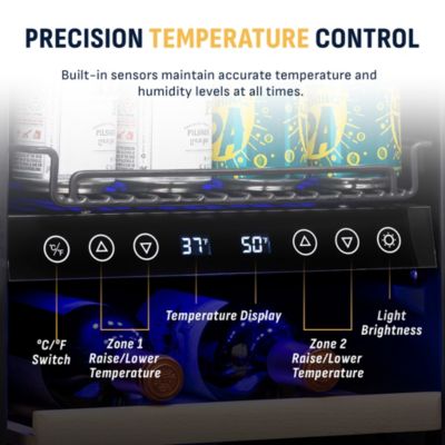 15" Premium Built-in Dual Zone 9 Bottle and 48 Can Wine and Beverage Fridge in Stainless Steel with SplitShelf