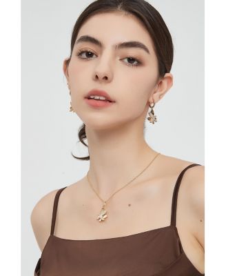 Pave Butterfly Dangle Drop Hoop Earrings