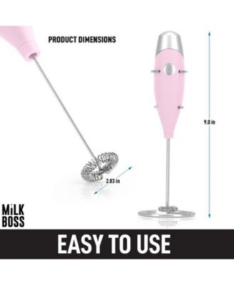 Milk Boss Portable Milk Coffee Frother Handheld Whisk Mixer with 16-Piece Stencils