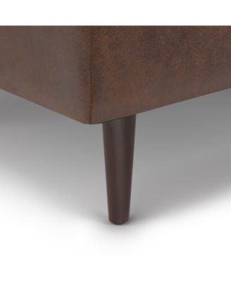 Oregon Storage Ottoman Bench with Tray in Satin Cream Pu Leather