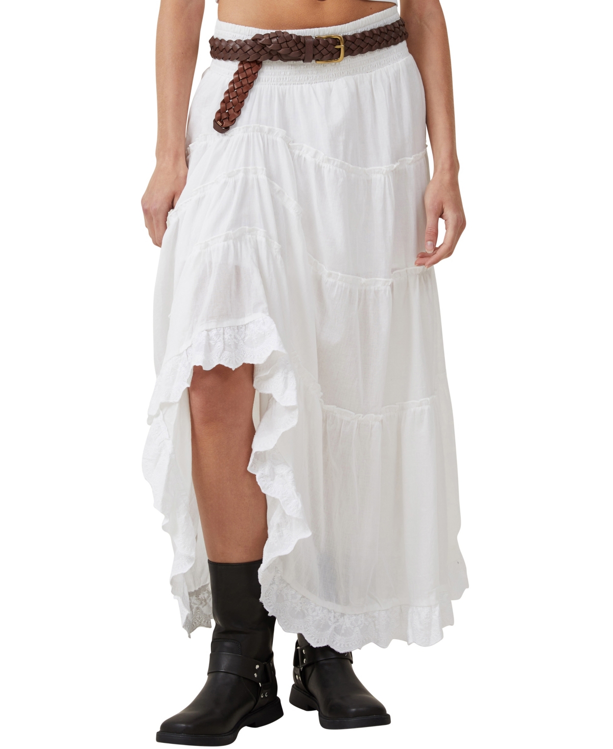 Women's Mylee Ruffle Maxi Skirt - White