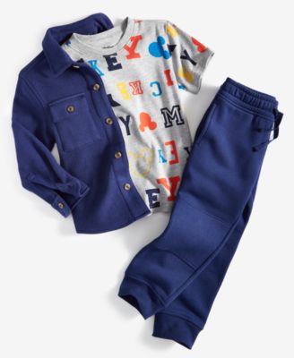 Shop Epic Threads Toddler Boys Waffle Knit Over Shirt Mickey Mouse Printed T Shirt Fleece Jogger Pants Created For Mac In Medieval Blue