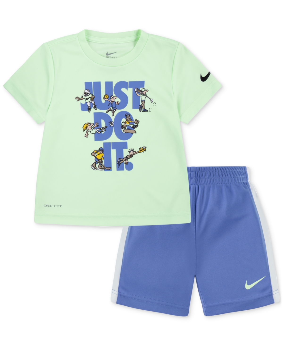 Shop Nike Toddler Boys Just Do It Graphic Dri-fit T-shirt & Tricot Shorts, 2 Piece Set In Bgz Po