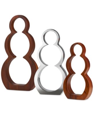 Metal & Wood 3-Piece Snowman Silhouette Set