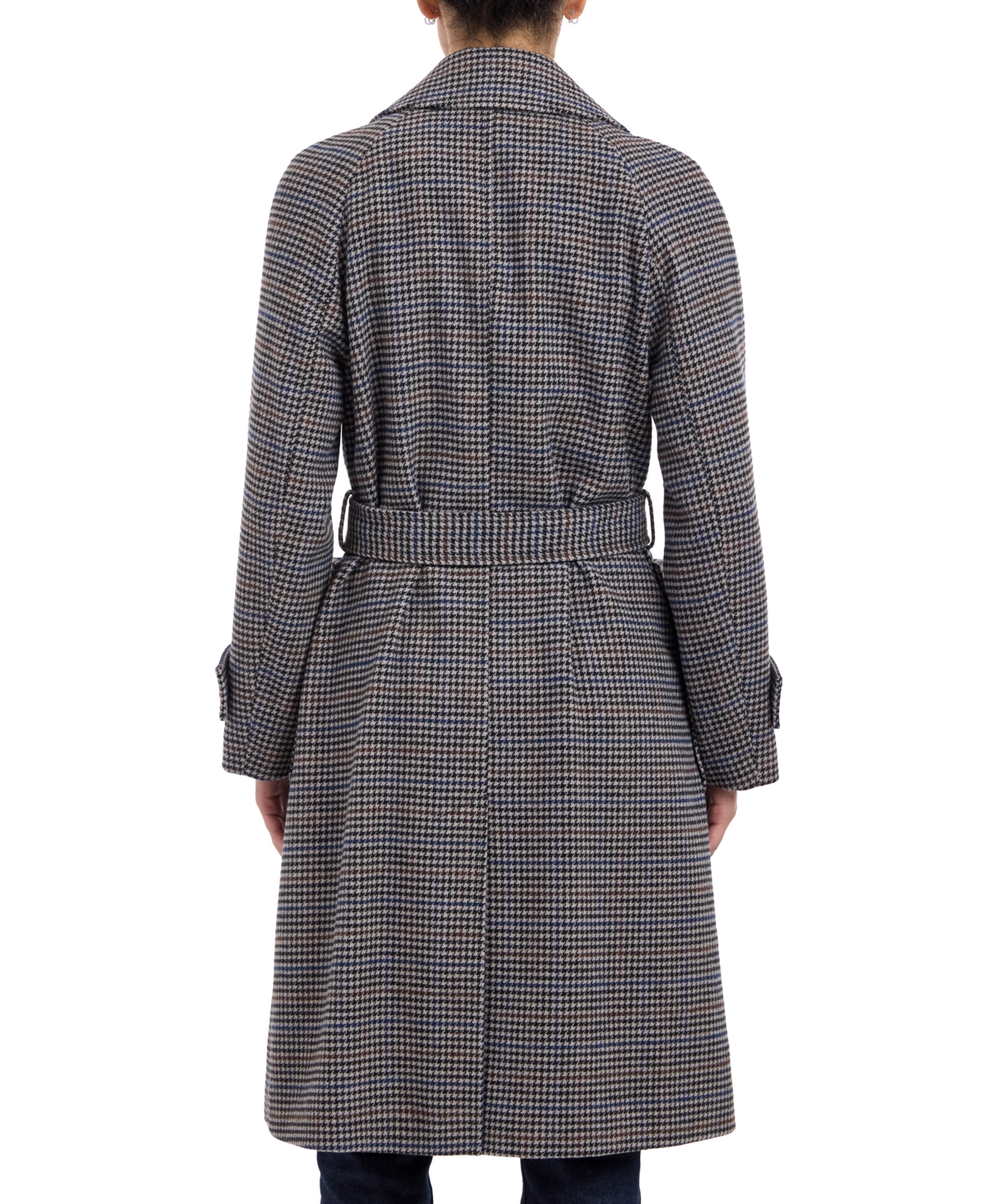 BCBGeneration Women's Belted Walker Coat -Navy Houndstooth