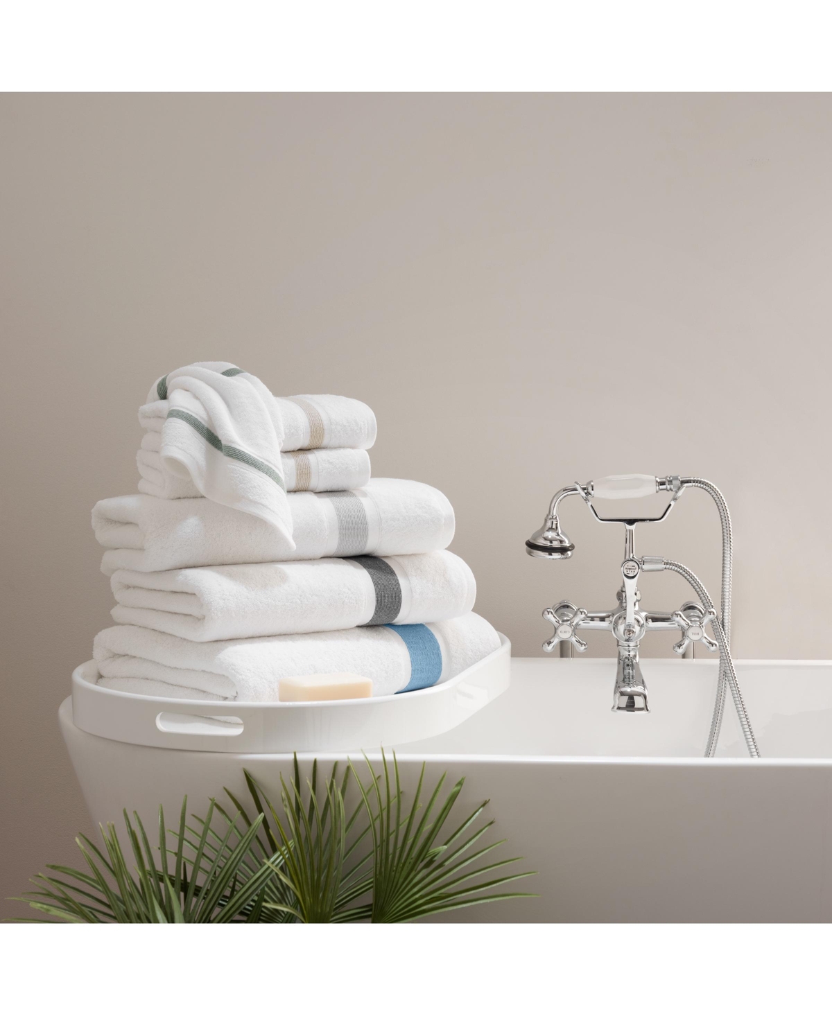 Aston and Arden Aegean Eco-Friendly Recycled Turkish Bath Towels (2 Pack), 30x60, Gsm, White with Weft Woven Stripe Dobby, 50% Recycled, 50% Long