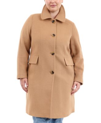 Camel wool coat plus size on sale