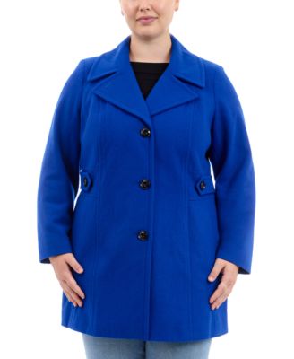 Anne Klein Women s Plus Size Single Breasted Peacoat Blue Long Coats