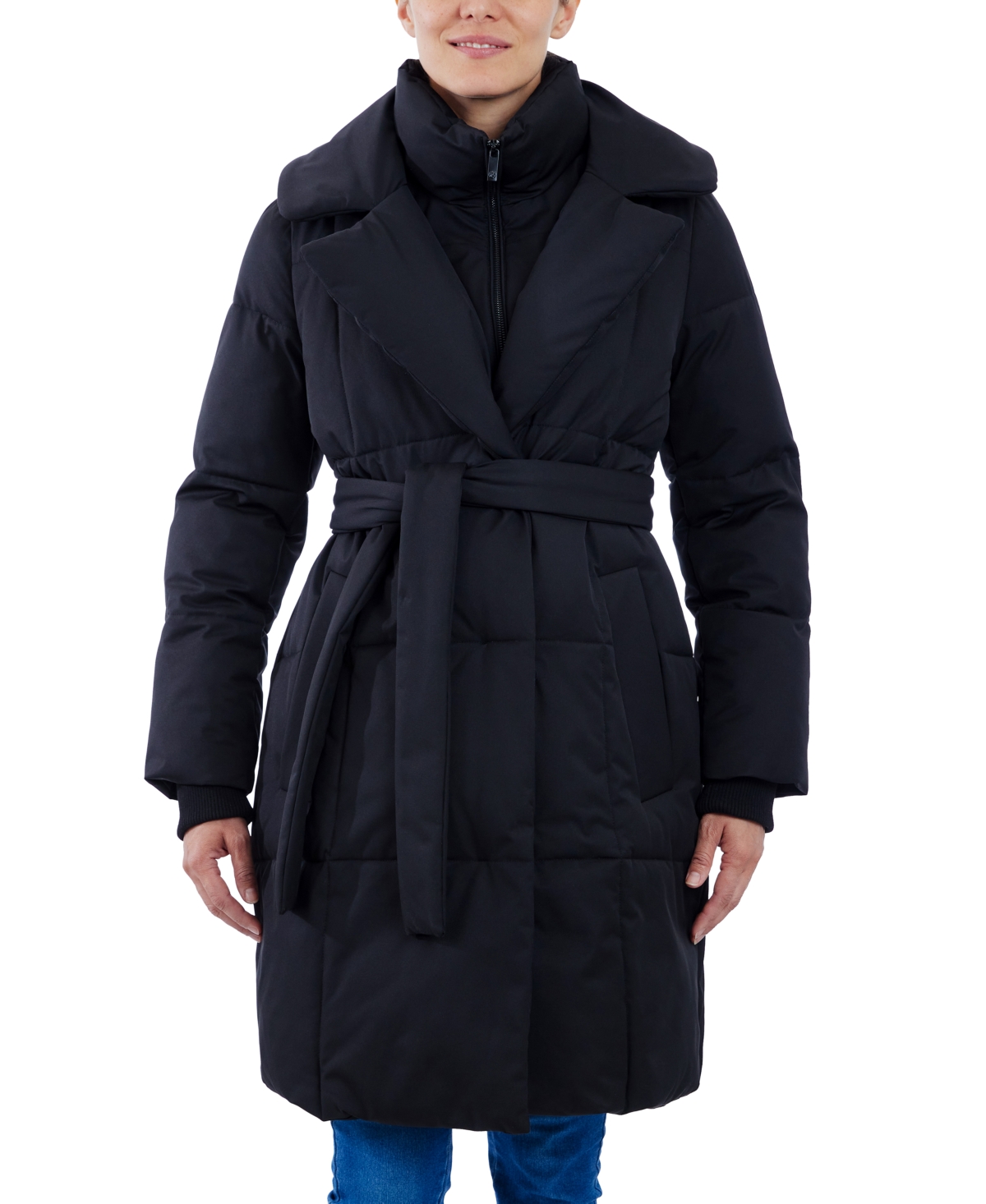 Anne Klein Women's Bibbed Belted Trench Puffer Coat